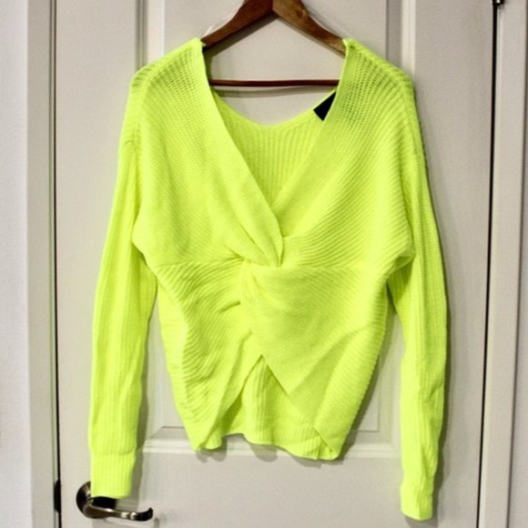 Front Tie Long Sleeve Neon Top - Picture 1 of 3
